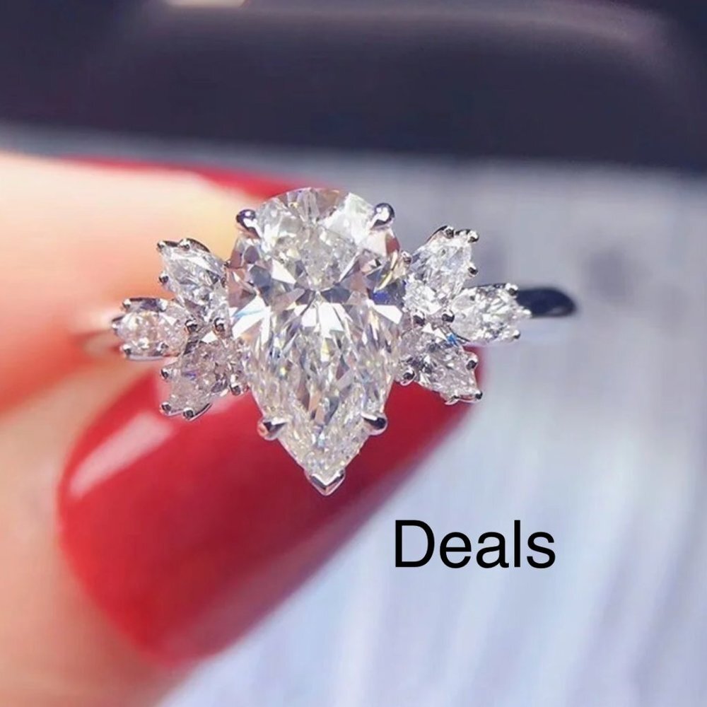 SILVER DIAMOND BRIDAL RING - Picture 5 of 5